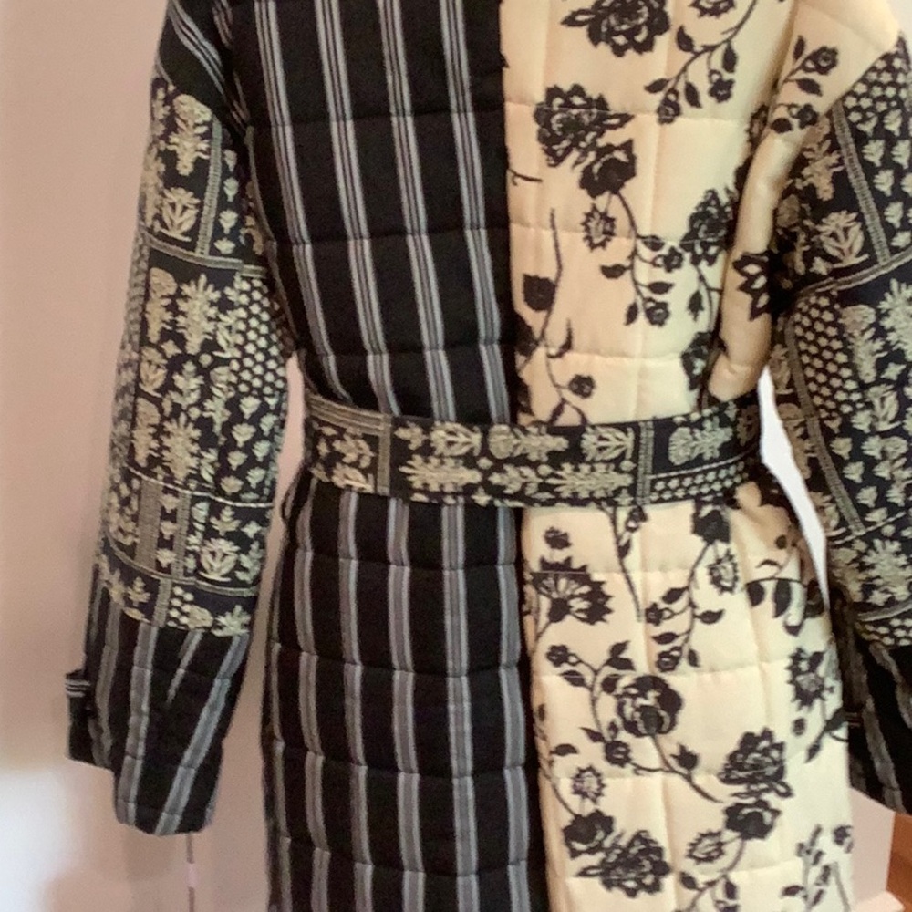 NWT Avec Les Filles Wool/Cotton Blend Mixed Print Quilted Coat, Snap Closure - Picture 15 of 15